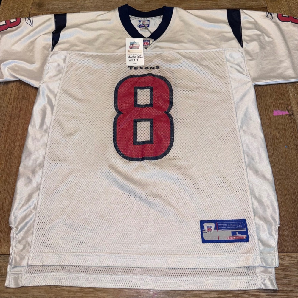 Reebok Football Jersey Mens Large White Excellent David Carr Houston Texans 8